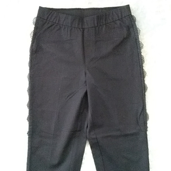 Isaac Mizrahi Live! Scalloped Lace Trim Pants 2P Black - Picture 3 of 16